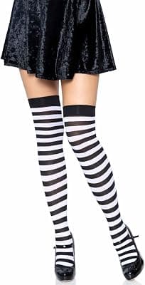 Leg Avenue Women's Nylon Striped Stockings, Black/White