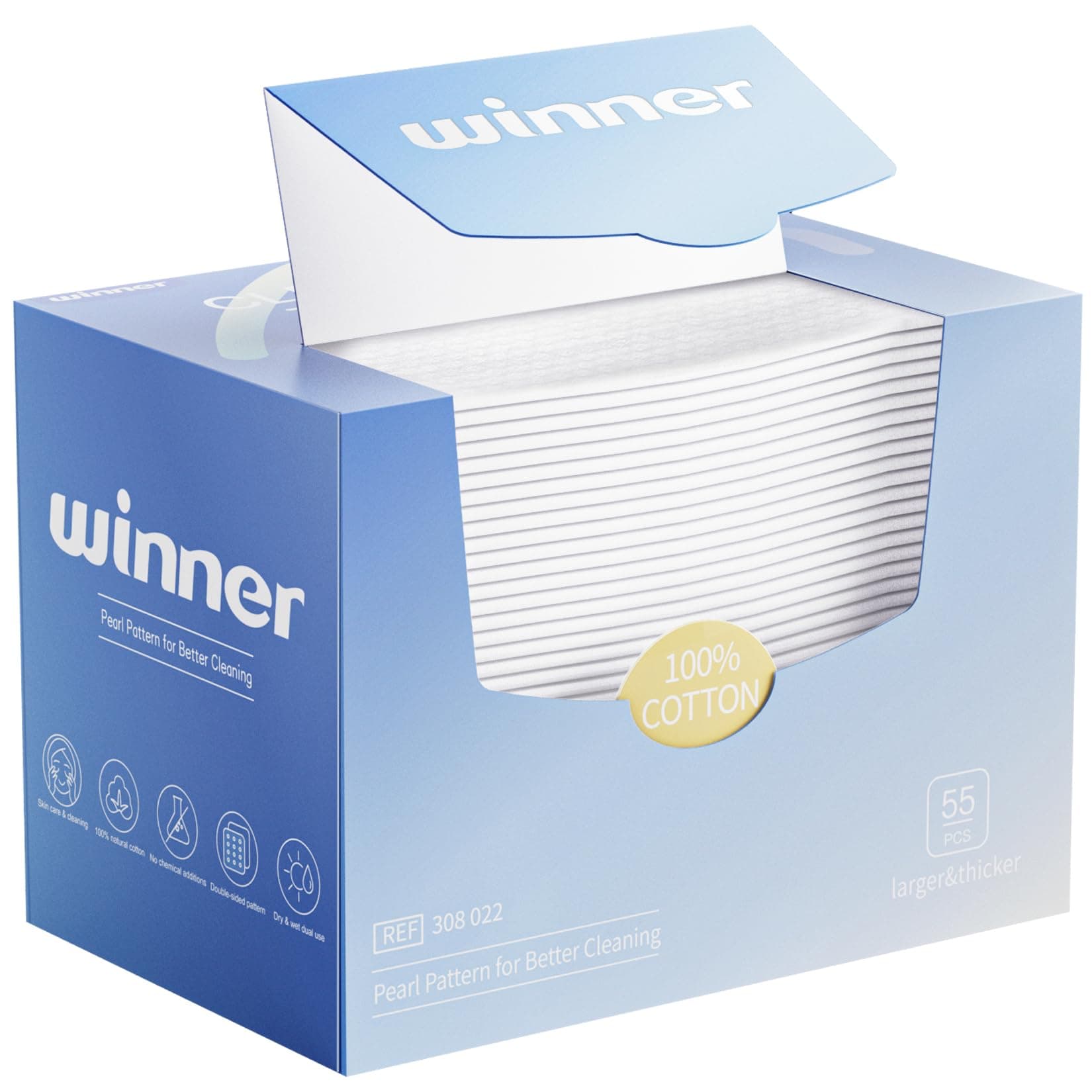 Winner Face Towels, 100% USDA Biobased Facial Towelettes