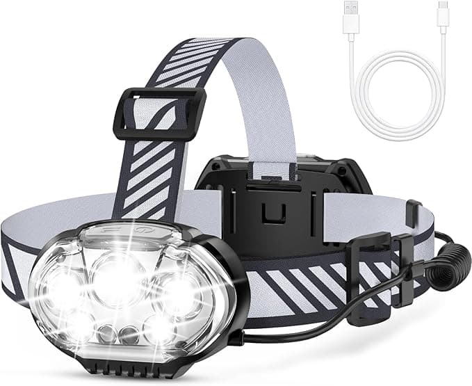 Rechargeable Headlamp, Ultra-Bright 5 LED Head Lamp with