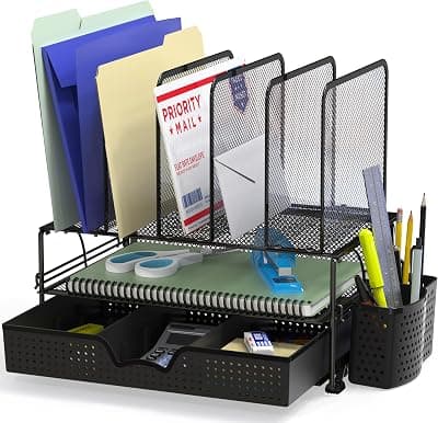 Simple Houseware Mesh Desk Organizer with Sliding Drawer
