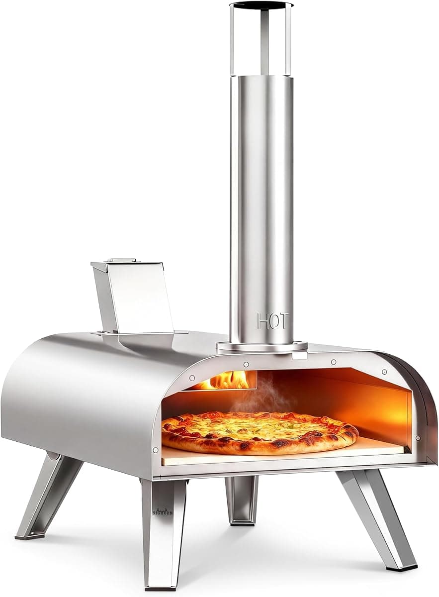 BIG HORN 12 inch Outdoor Pizza Oven, Wood Pellet & Gas