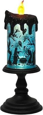 Eldnacele Halloween Witch Snow Globe Flameless Candle