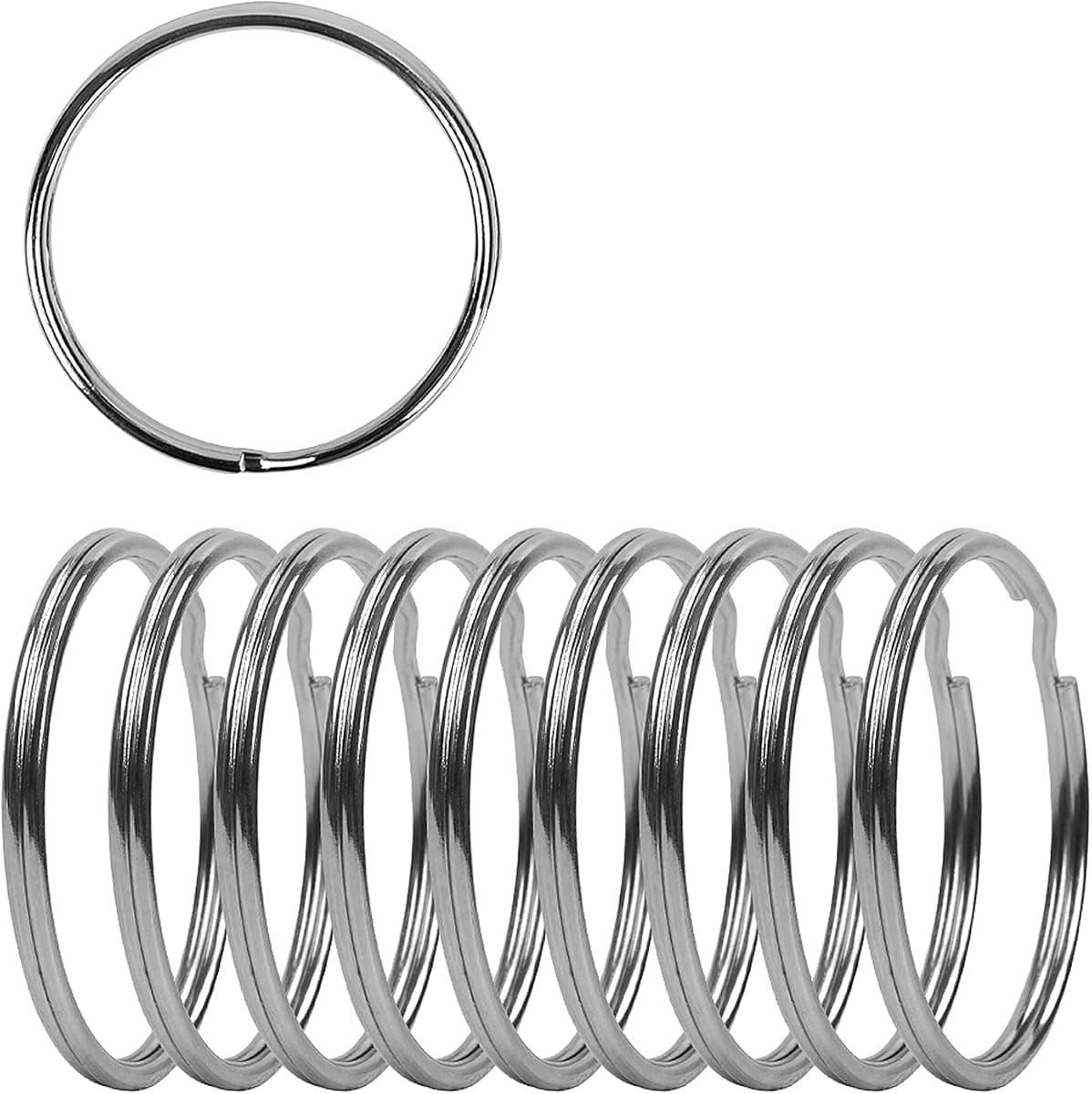2 Inch Flat Key Rings - Large Split Key Rings - Silver