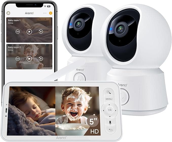 ARENTI Baby Monitor 2 Cameras, Smart Baby Camera with